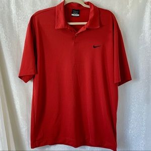 NIKE Golf Red Polo Dri-Fit Short Sleeve Lg